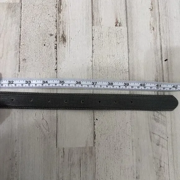 Leegin Genuine Leather Gray Womens Belt 38 Embossed Vintage Casual Work Gold Bkl - Picture 5 of 5